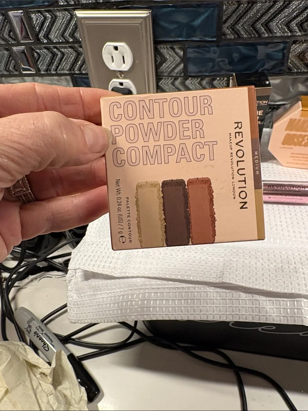 Revolution Bronzer & Contour Set with Pink Floral Pouch